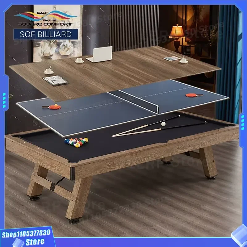 S.Q.F 8ft Multifunctional Game Table Billiards Ping Pong Nine Ball Rubber Surface Modern Eco Friendly Customizable 3 in 1
