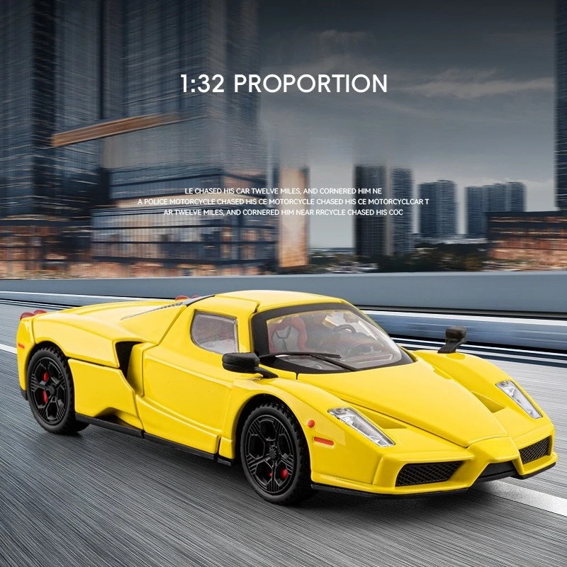

1:32 Enzo спортивный автомобиль, игрушки, литой под давлением сплав, миниатюрная модель, звук, свет, откатные автомобили, подарки для взрослых и мальчиков