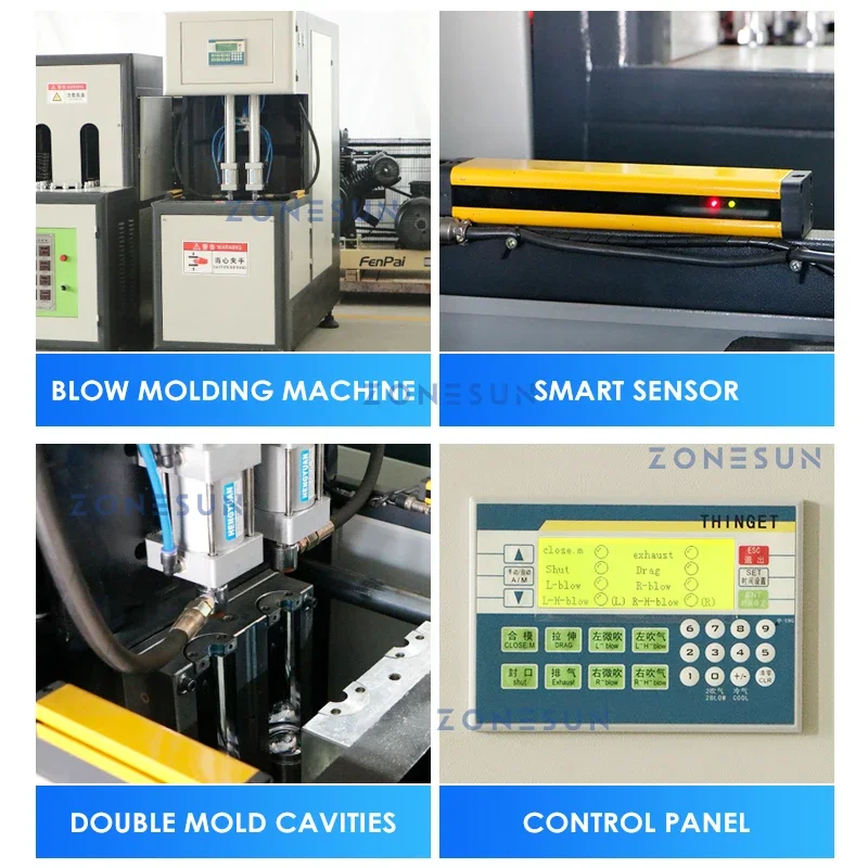 ZONESUN Plastic Bottles Making Stretch Blow Molding Machine Hollow Plastic Containers For Drinks Cosmetics Production ZS-SBMM1
