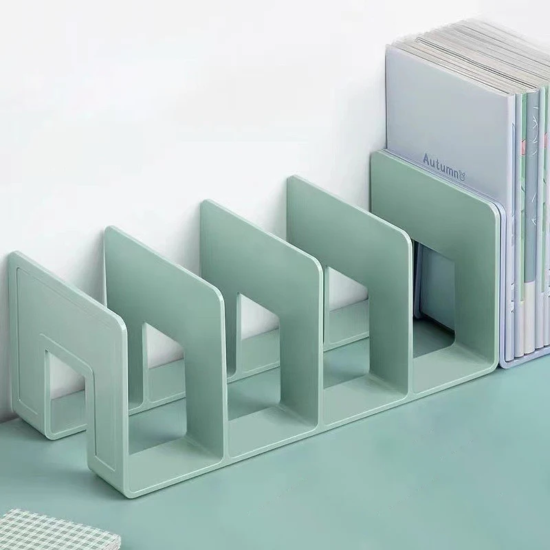 4 Grid Storage Rack Bookend Book Holder Bookends Stand Bookshelf Desktop Decor School Stationery Office Desktop File Organizer