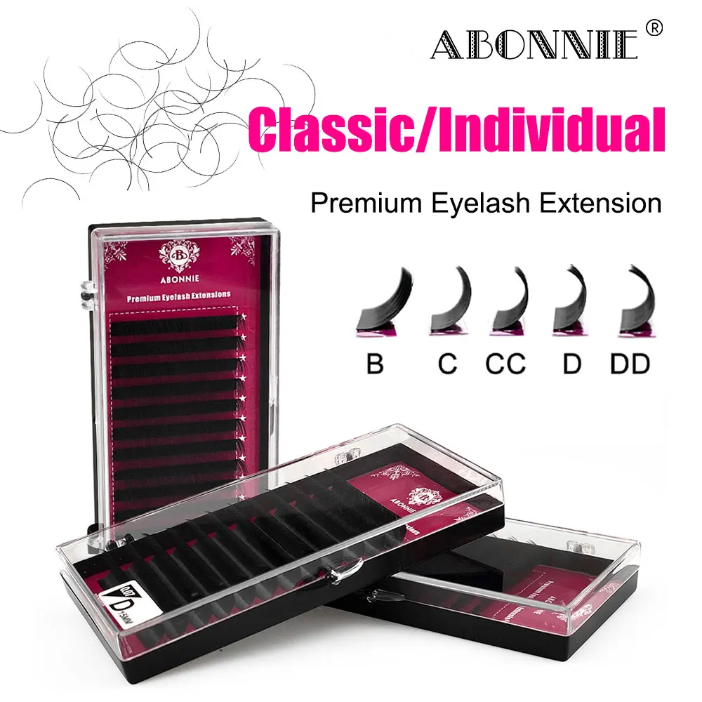 ABONNIE Classic Individual Eyelashes Extension 0.03-0.20 Natural Soft Professional Mink Lashes Extensions