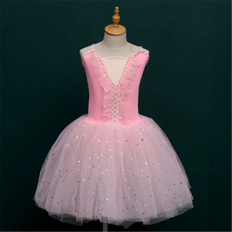 الأطفال الحمالات توتو فستان الرقص منتفخ تنورة الاطفال أزياء مسرحية فستان الباليه الترتر تزين تنورة رقص البجعة