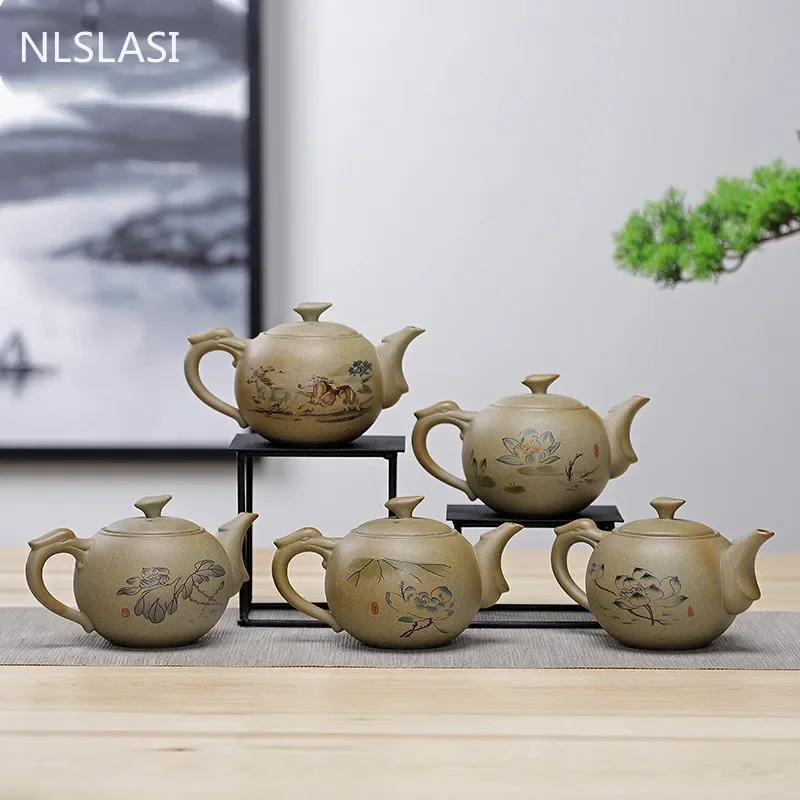 NLSLASI Chinese Style Stoneware Teapot Tea Set Handmade Kettle Ceramic Clay Teapot Set Chinese Tea Ceremony Supplies Teapot