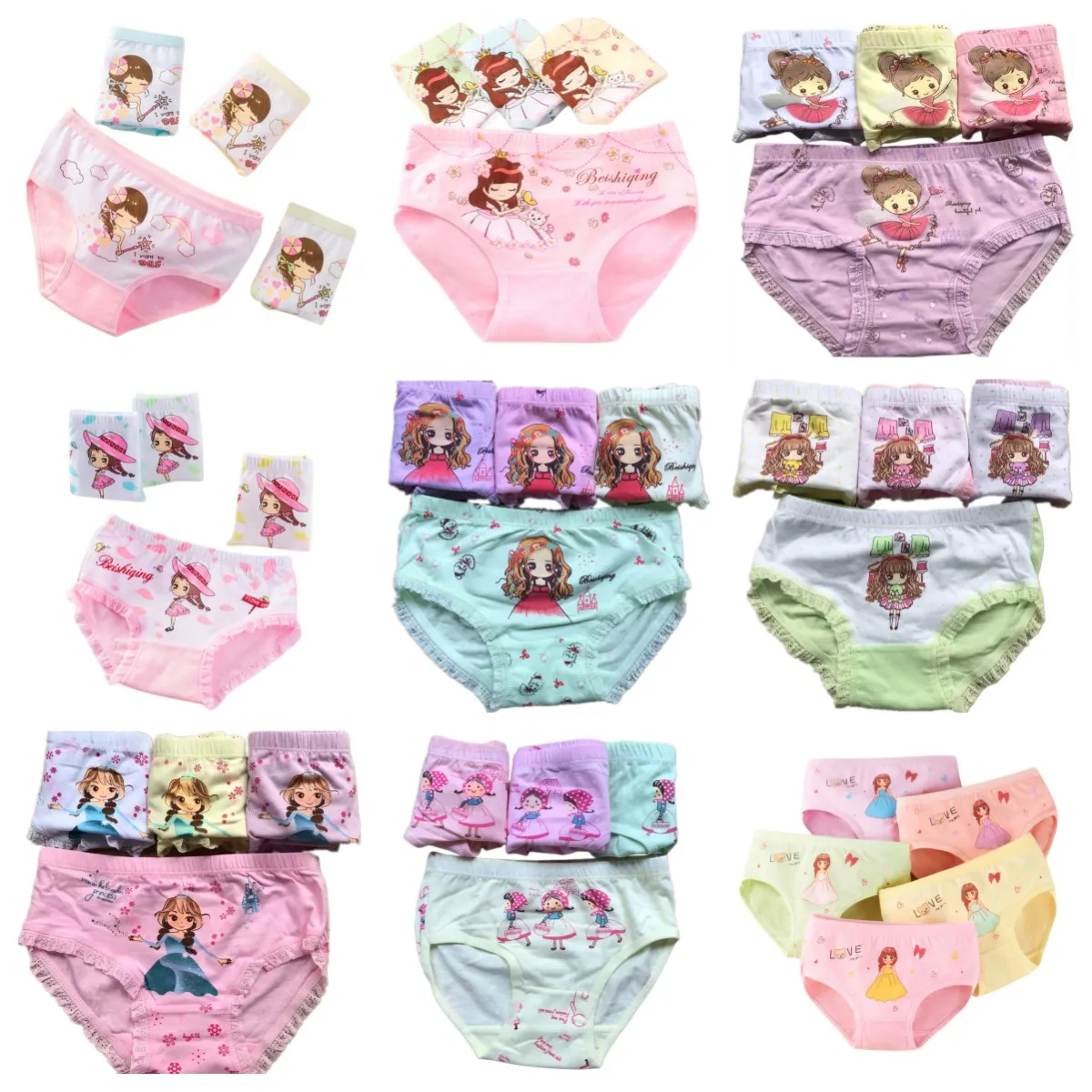 4pcs/Lot Girls Cotton Boxers Healthy Panties Kids Soft Cute Design Underwear Children Breathable Boxers Size 3-10T