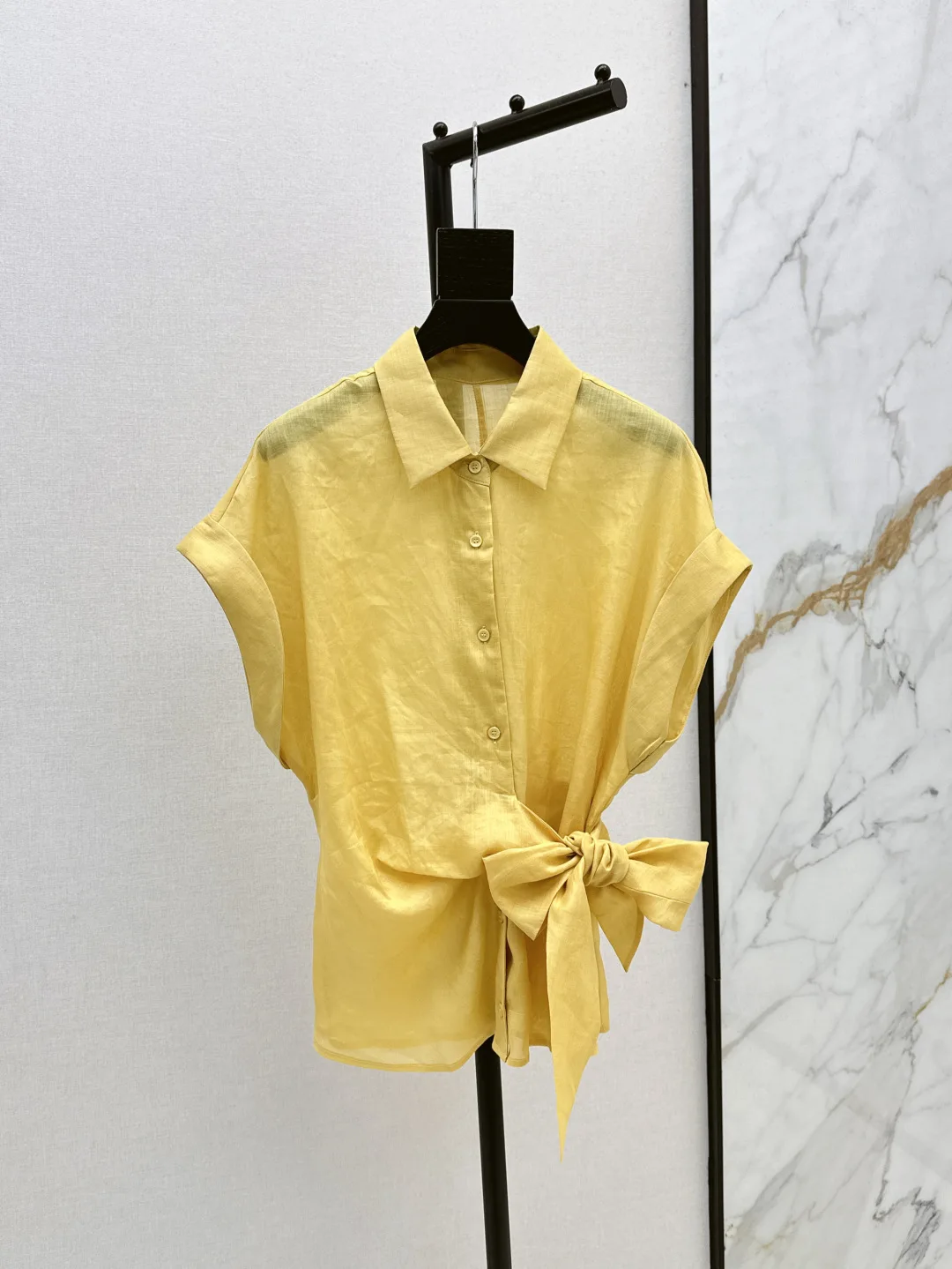 

High quality new belt design women's lapel shirt multifunctional lapel shirt