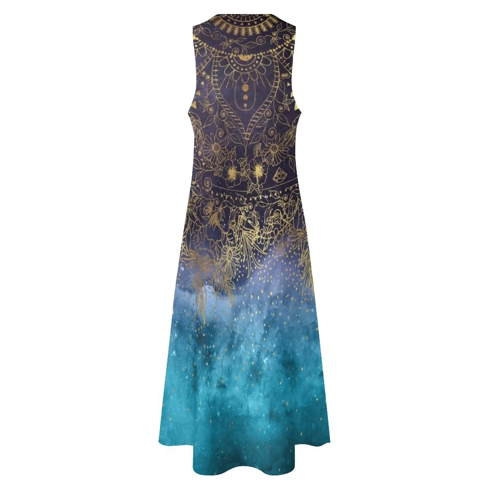 Ouro floral mandala e confete imagem vestido longo vestidos para mulher 2025 designer de luxo festa vestidos de verão feminino 2025 vestido