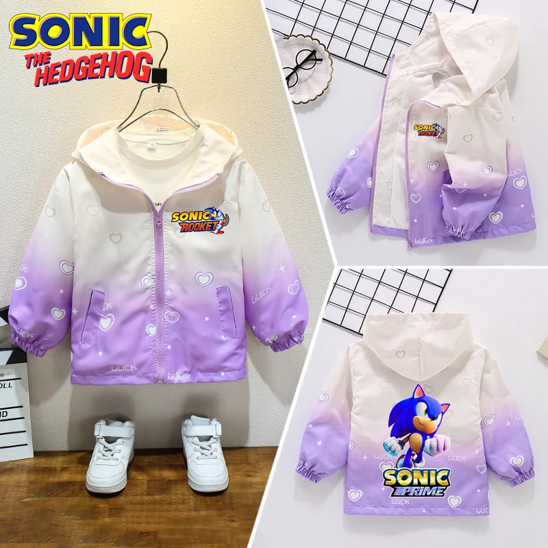 Sonics Kids Jackets for Girls Cute Cartoon Printed Tops Casuals Sports Comfortable Coat Baby Child Winter Clothes Birthday Gift