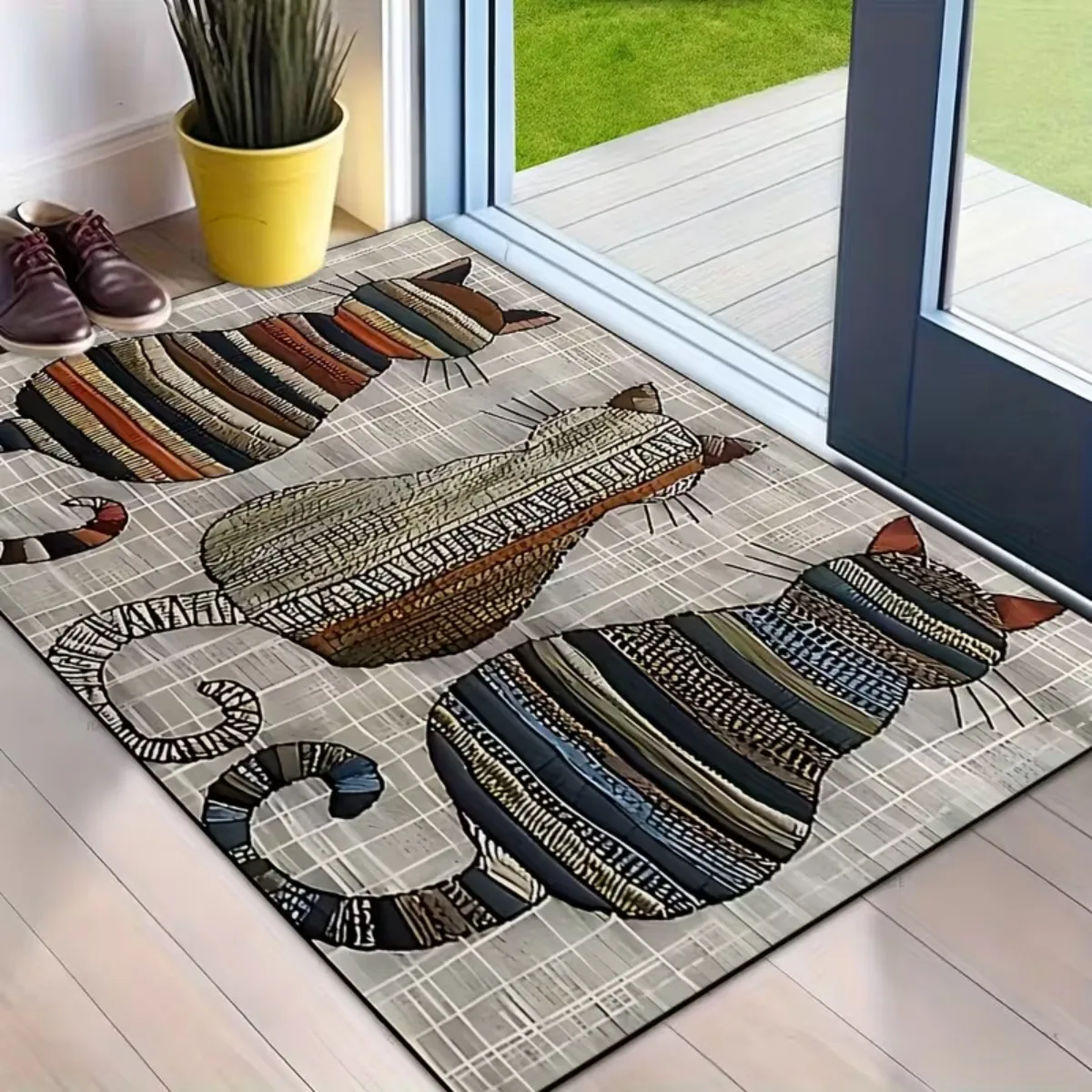 Square Entrance Mat Quick Dry Diatomaceous Earth Rug Rubber Backing Non Slip Water Absorbent for Bathroom
