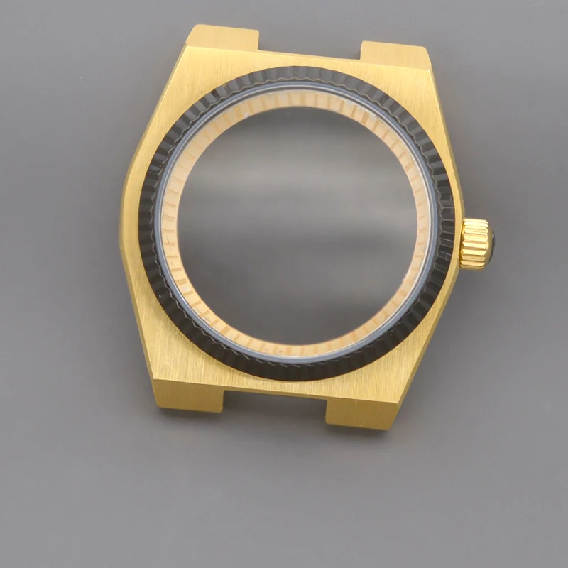 Super Player 40mm Gold Mod Watch Case Sapphire Crystal Glass Fit 28.5mm Dial NH35 NH36 Automatic Movement Replacement Housing
