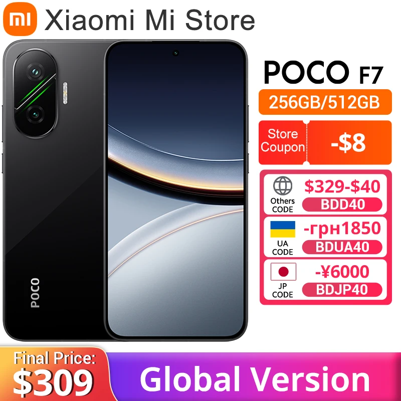 POCO F7 5G Versão Global Snapdragon ®   8s Gen 4 NFC 6,83" 1,5K AMOLED 50MP Câmera OIS 90W HypeCharge Smartphone 6500mAh Bateria