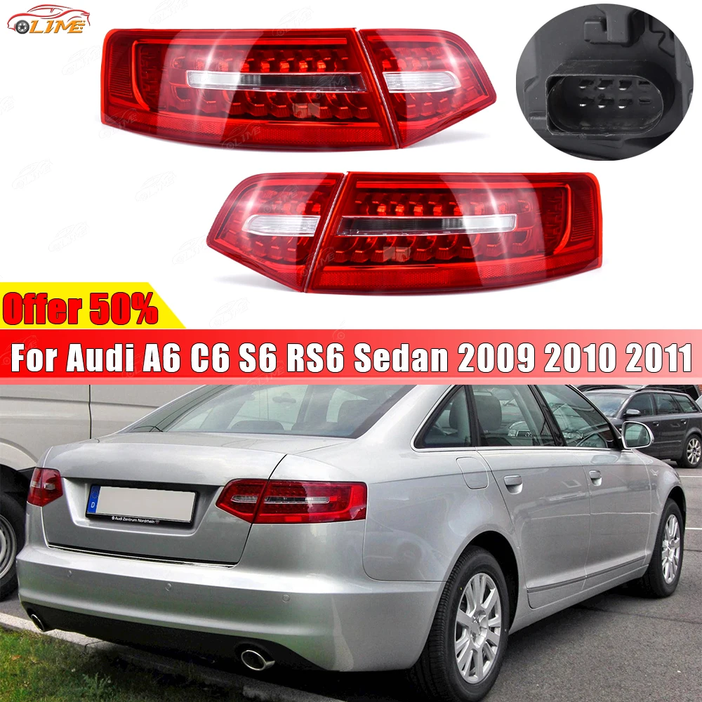 

Подходит для Audi A6 C6 S6 RS6 Sedan 2009 2010 2011. Светодиодные задние фонари, указатели поворота, комплект задних фонарей. Высококачественная версия.