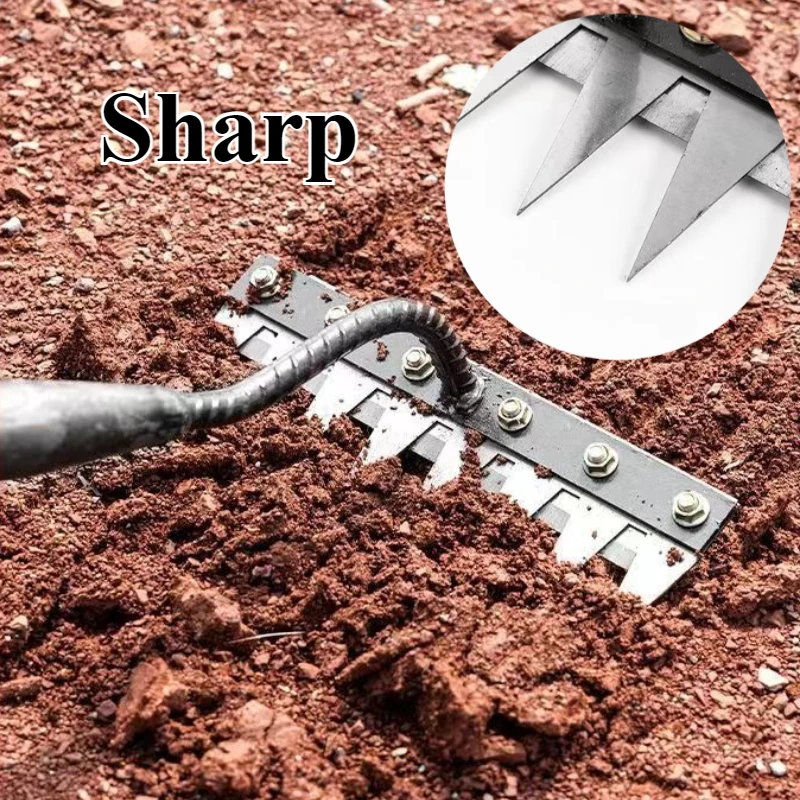 5/6/7/8 Zähne 1PCS Carbon Stahl Garten Hand Rechen für Bauernhof Garten Jäten Werkzeuge Vertikutierer landwirtschaft Nagel Egge Metall Egge – Detail 3