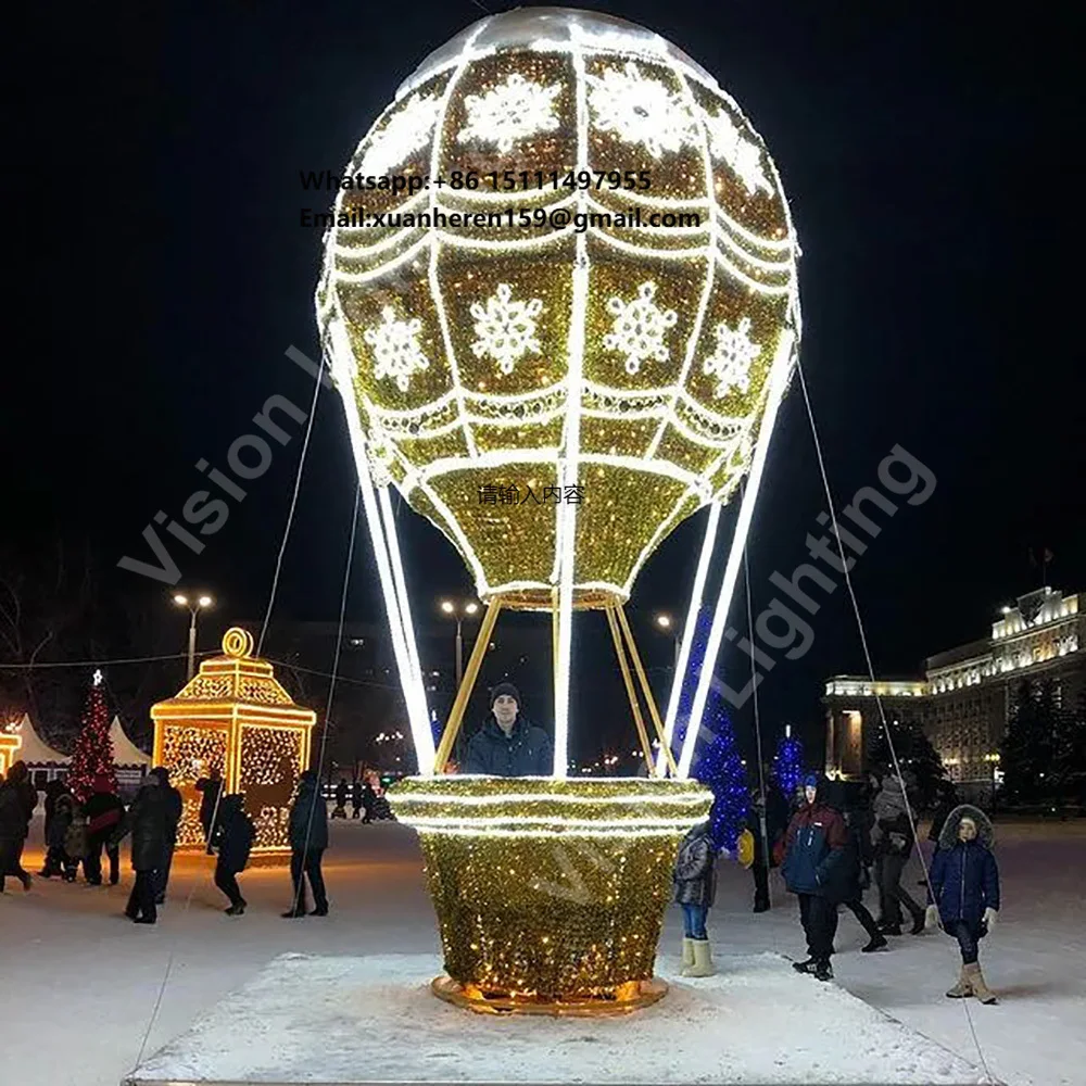 Outdoor 3D Hot air Balloon Ball Sculpture Decoration  IP65  Customized LED Motif Christmas Light