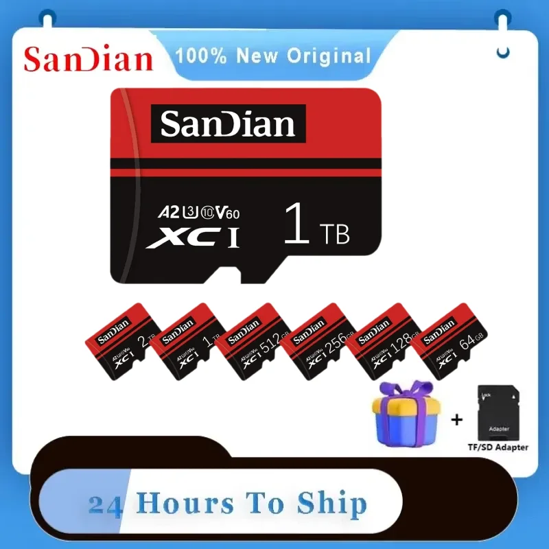 San dian Micro TF SD-Karte Hoch geschwindigkeit 2TB 1TB 512GB 256GB 64GB TF-Flash-Karte 128GB Speicher karte für Telefon kamera mit kostenlosem Adapter