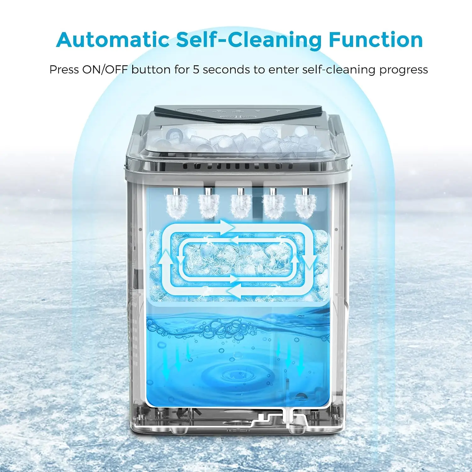 Ice Makers Countertop, Self-Cleaning Function, Portable Electric Ice Cube Maker Machine,9 Pellet Ice Ready in 6 Mins,26lbs 24Hrs