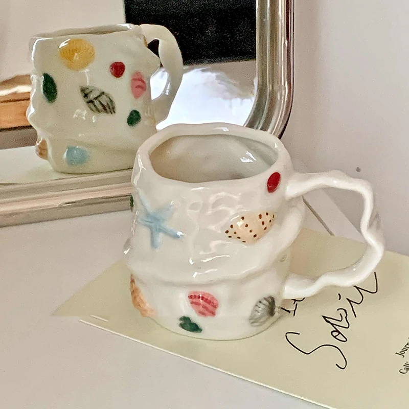 

350ml Irregular Ceramic Cup Creative Office Coffee Cups Hand-painted Home Breakfast Milk Mug Drink Ware