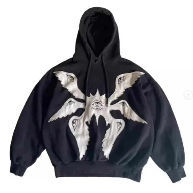 Gothic Angel Eye Hoodie Y2K Punk 2024 Dark Cotton Hoodie Men East Religious Ethnicity Women Autumn Winter Loose Hoodie New Top