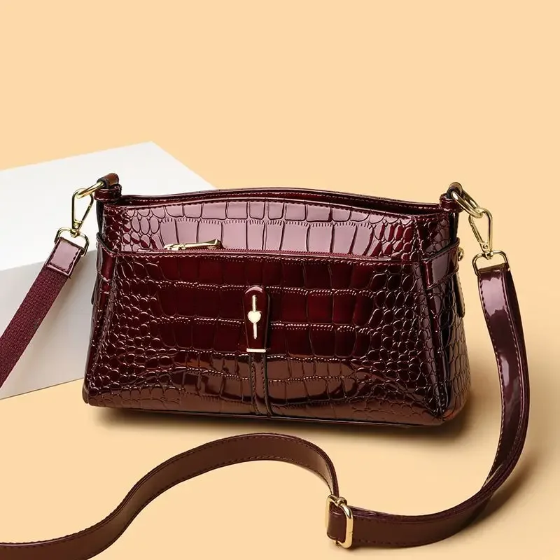 

Новые модные женские сумки из кожи аллигатора, европейский дизайн, женские сумки на плечо из лакированной кожи, женская брендовая роскошная сумка через плечо для девочек
