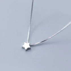 925 Sterling Silver Star Heart Pendant Necklace Simple Charm Clavicle Chain Necklace For Women Chocker Jewelry Gift