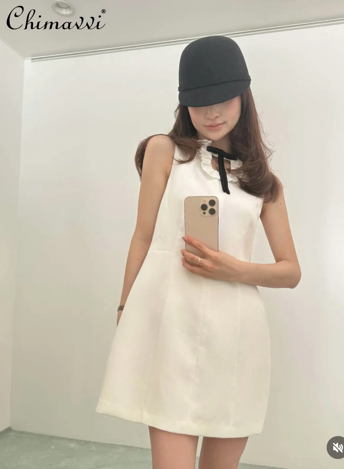 

Japanese Style Fashion White Dress Summer New Sweet Girls Slimming Elegant Sleeveless Dress Ladies Daily Casual Dresses Women