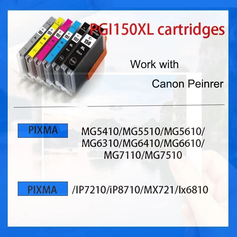 PGI150 CLI151 Compatible ink cartridge PGI-150 CLI-151 for Canon PIXMA iP7210 MG5410 MG6310 MX721 MX921 MG7110 MG5510 iP8710