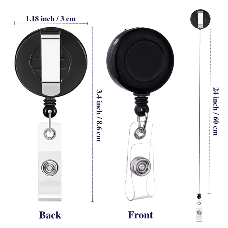 60 Pack Badge Reels Retractable, Badge Clips Holder For Hanging Name ID Card School Card Keychain