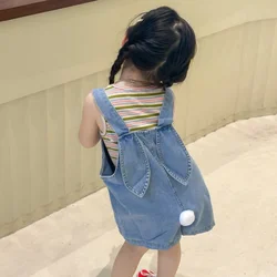 Summer Kids Clothes Suit Children Boys Girls Short Sleeveless Vest Overalls 2Pcs Toddler Casual Costume Infant Tracksuits 1-7Y