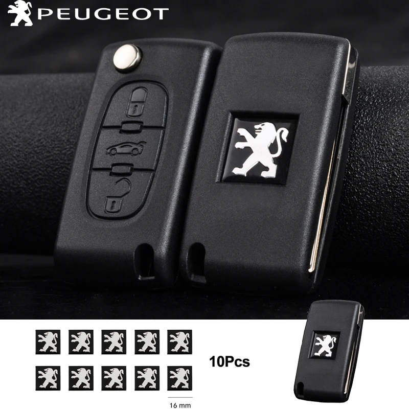 5/10Pcs 16mm Aluminum Metal Car Key Badge Decorative Sticker For Peugeot 208 3008 206 308 307 207 407 508 2008 5008 301 406 408