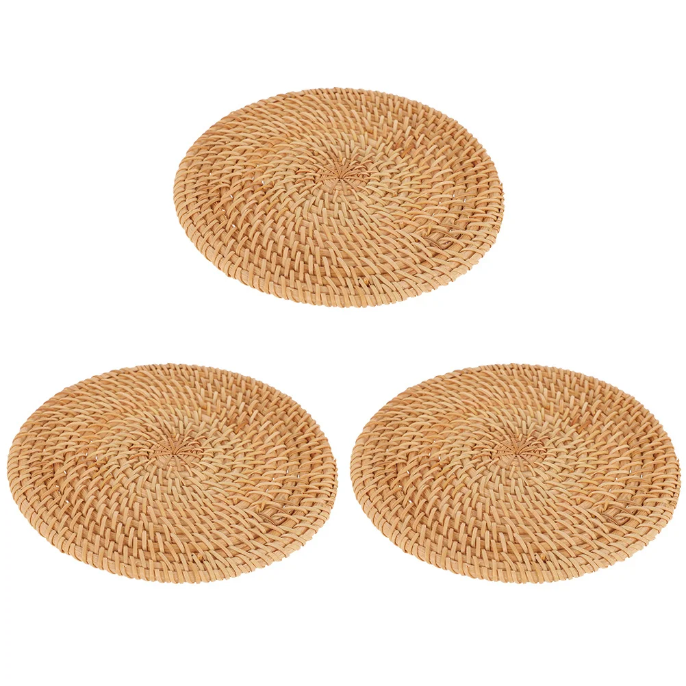 

3Pcs Woven Heat Insulation Mat Anti-Scald Table Protection Pad Compact Home Kitchen Dining Plate Mat Stackable Practical