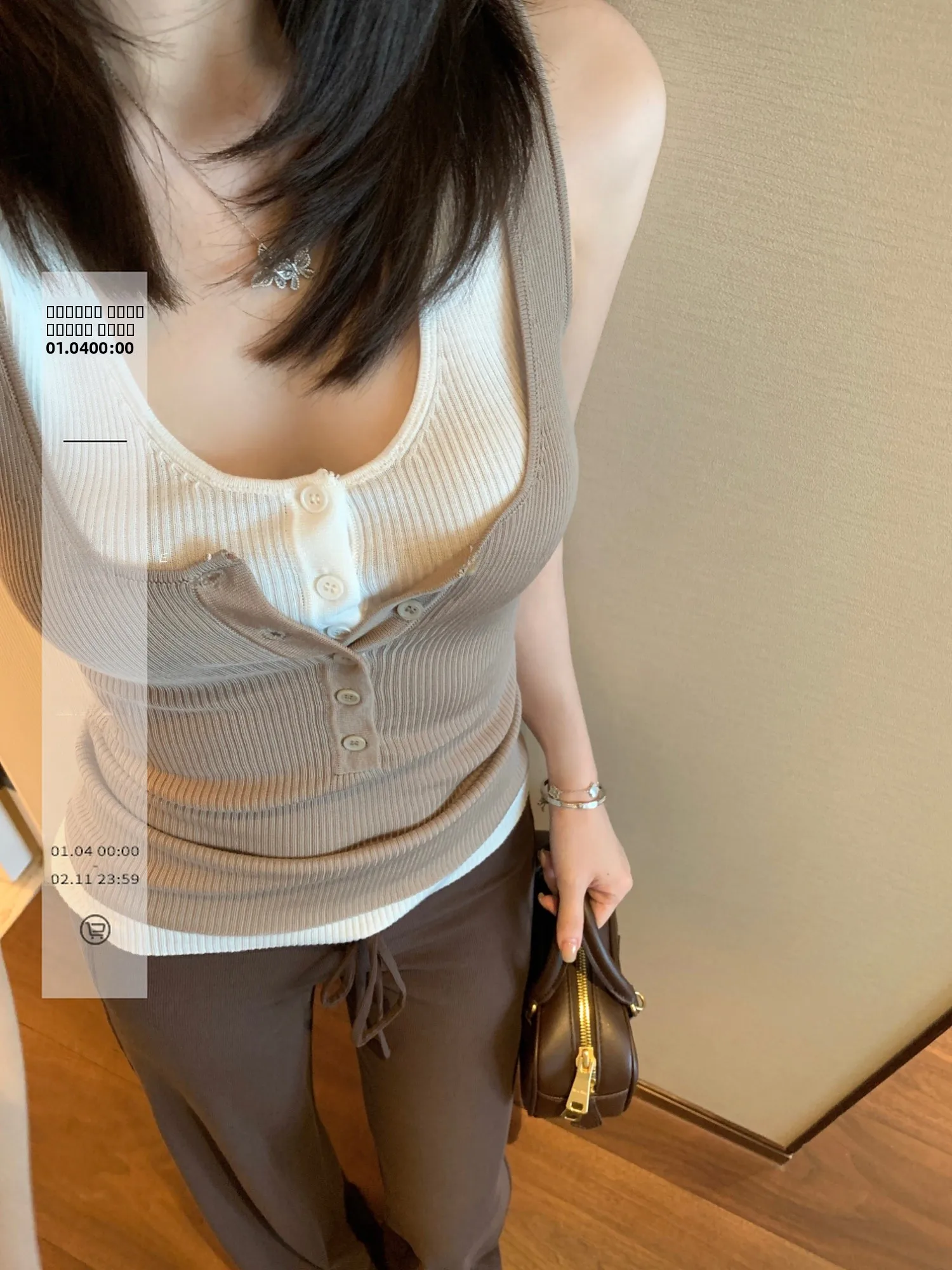 

Ego Studio Lenzing Color Blo Layered Vest Women Slim Fit Svel Top Casual Sle Outerwear Regular Length