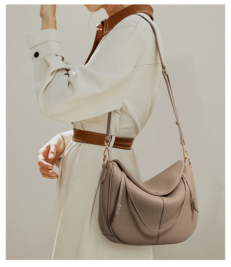 Damen-Umhängetasche aus echtem Leder, vielseitiges Design, hochwertiges Gefühl, einzelne Schultertasche, für Pendler, lässig, schlichtes Modell 2026 Tasche – Detail 2