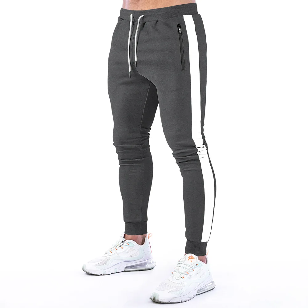 Mens Cotton Pants GYM Joggers SweatPants Streetwear Casual Slim Sport Trousers Training Workout Fitness Zipper Pockets Pant