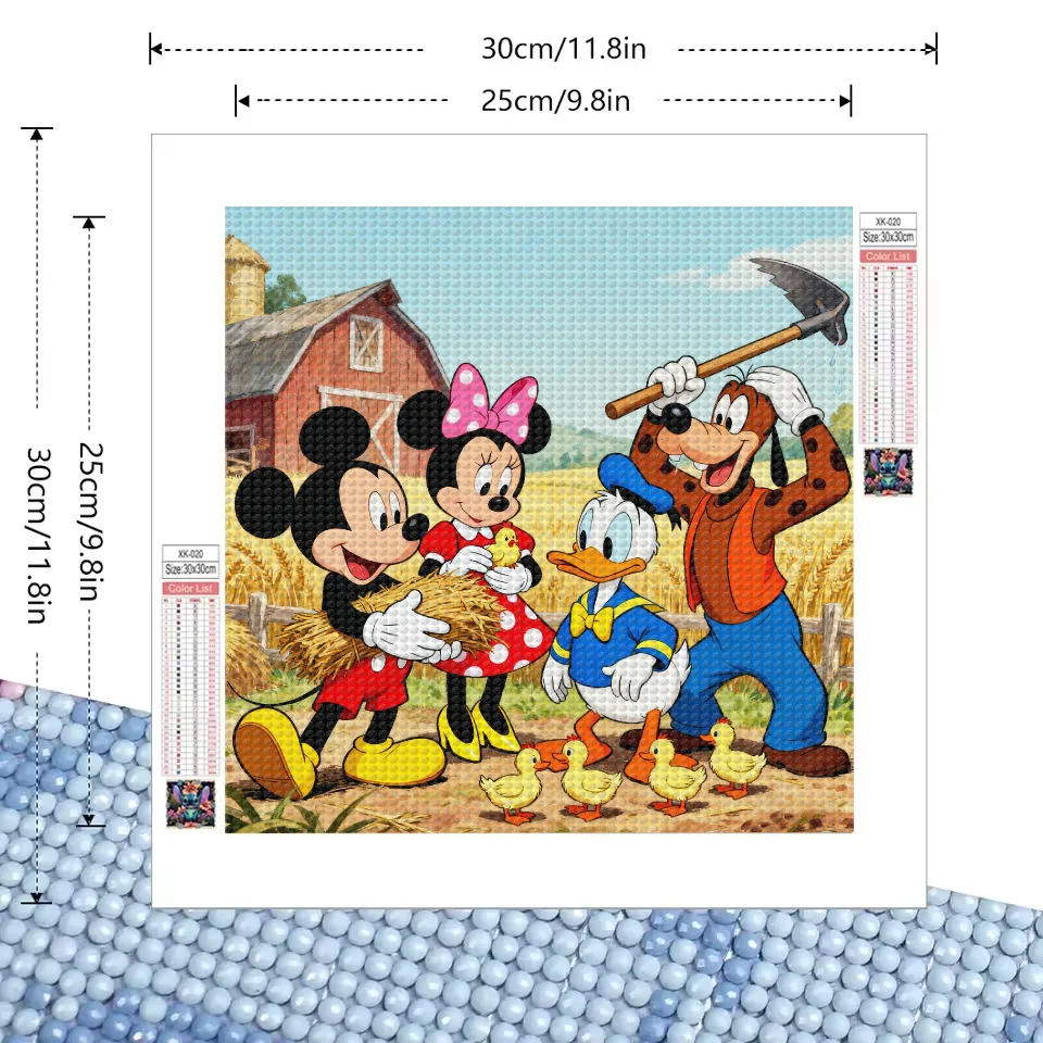 5D DIY Полный дрель Алмазная картина Комплект с Микки Маусом, Минни Маусом, Дональдом Даком и Гуфи в очаровательной фермерской урожай S
