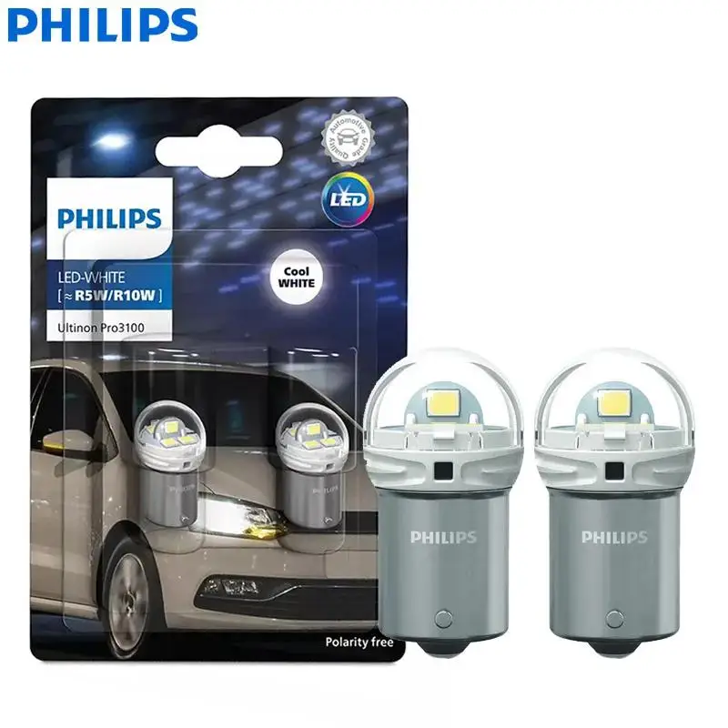 Philips-luces LED Ultinon Pro3100 para intermitente de coche, bombillas traseras, luces antiniebla de parada, Color rojo y blanco, W5W, P21/5W,