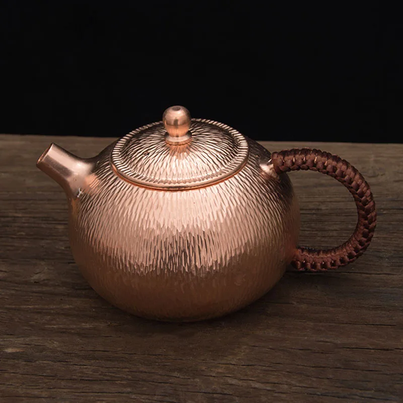 500ml large-capacity Pure Copper Teapot with anti-scratching handle,Gift, handcrafted hammering pattern, Chinese-style Tea Set