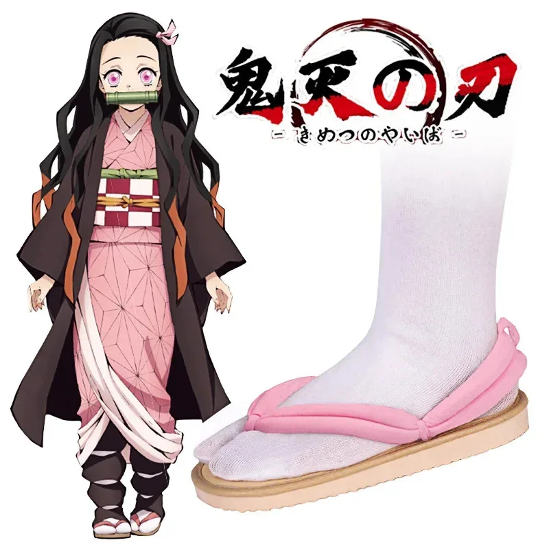 2025 New EUR Size Demon Slayer Cosplay Shoes Kimetsu No Yaiba Tanjirou Clogs Sandals Kamado Nezuko Geta Kochou Shino★★★hh