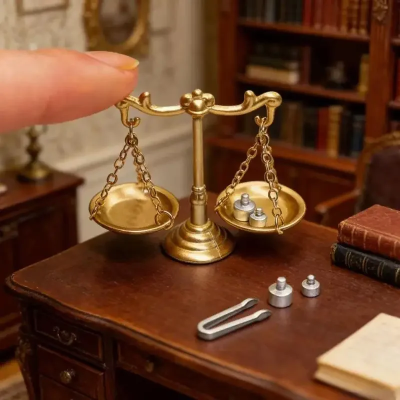 1 12 Miniature Balance Scale Model Precision Dollhouse Accessory Mini Scales for Micro Scene Photo Props