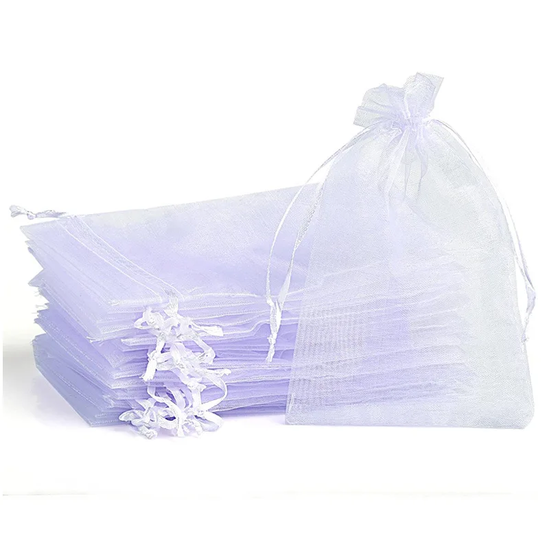 20-100PCS Organza Gift Bag For Jewelry White Drawstring Pouches For Wedding Christmas Candy Gift Bags Jewelry Packing Bag