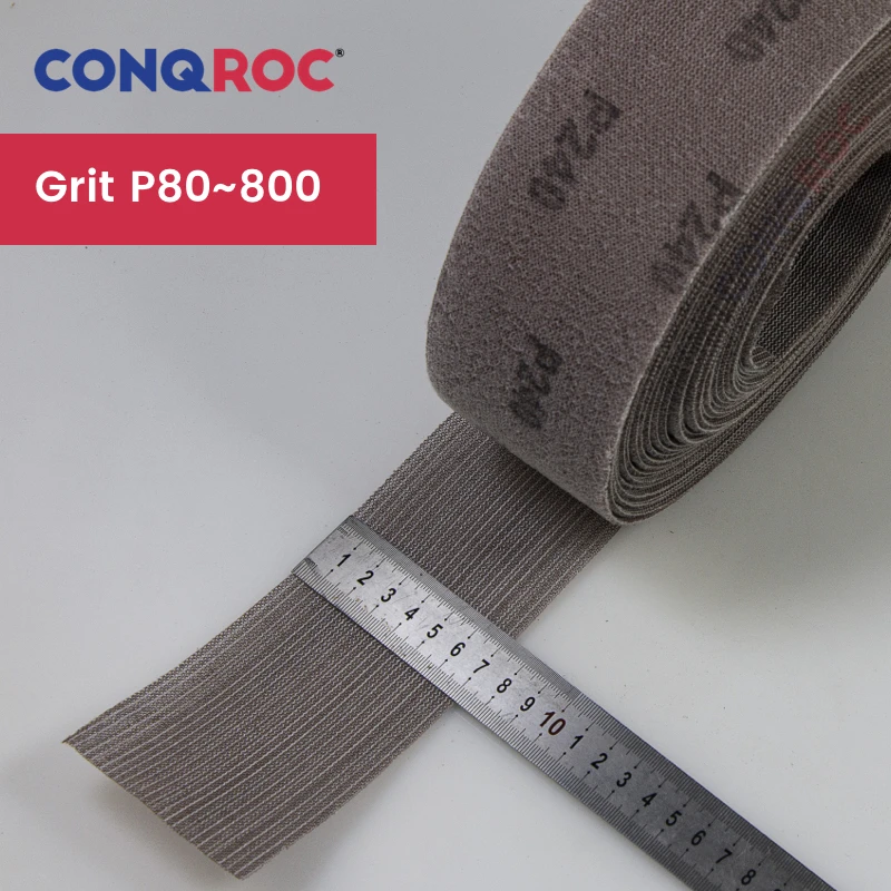 70mmx12-Meter(2.76x473") Sanding Strip Dust Free Tailorable Aluminum Oxide Mesh Grid Sandpaper Roll Hook and Loop Grit P80~400 - view 5