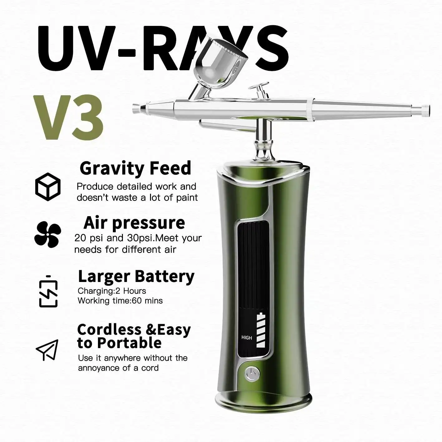 Draagbare 10W MicroNail Airbrush met batterij in professionele plastic gereedschappen Nieuw model Hot Selling voor nagelsverf