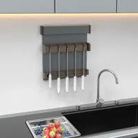 Magnet Wall Mounted Knife Holder Stainless Steel Shelf Kitchen Nail-Free Storage Rack Cutlery with Grindstone Hook Cabinet