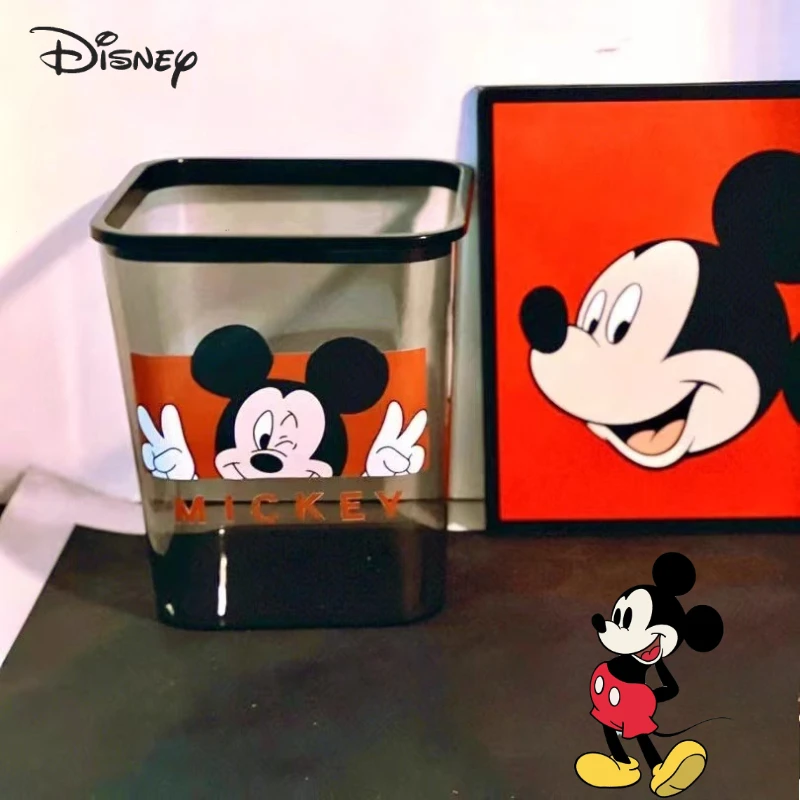 Милый мусорный бак с изображением Микки Диснея, креативный каваи, домашний офис, гостиная, ванная комната, корзина для бумаги, аниме, периферийный подарок