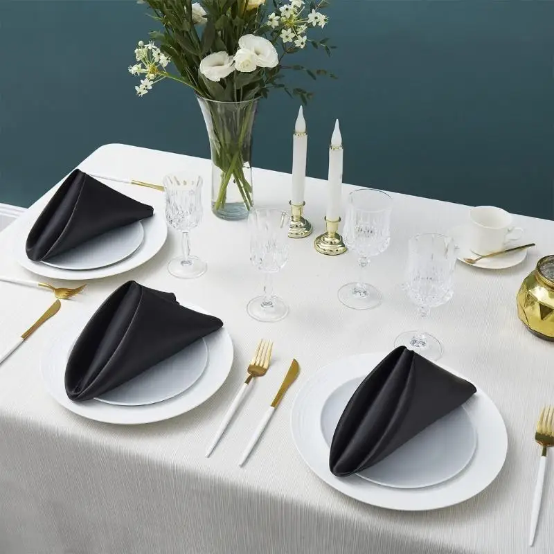 F19B 10Pcs Cotton Dinner Napkins Soft Absorbent Comfortable Square Napkins for Event