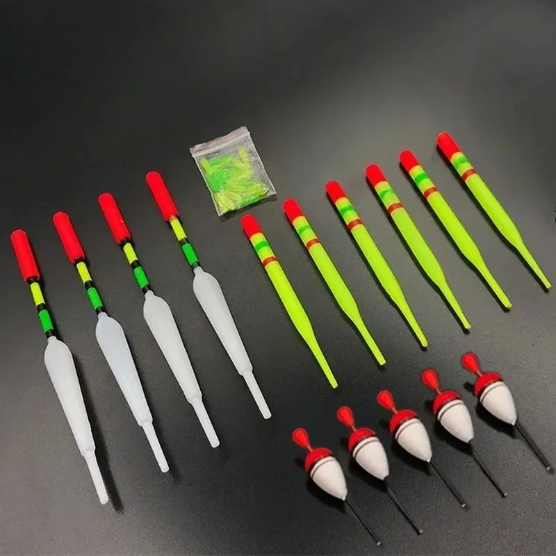 Ackibbik 15 قطعة مجموعة عوامة الصيد المختلطة العوامة بوبر مصباح الصيد عصا يطفو إغراء تعويم صيد السمك لصيد سمك الشبوط Pesca