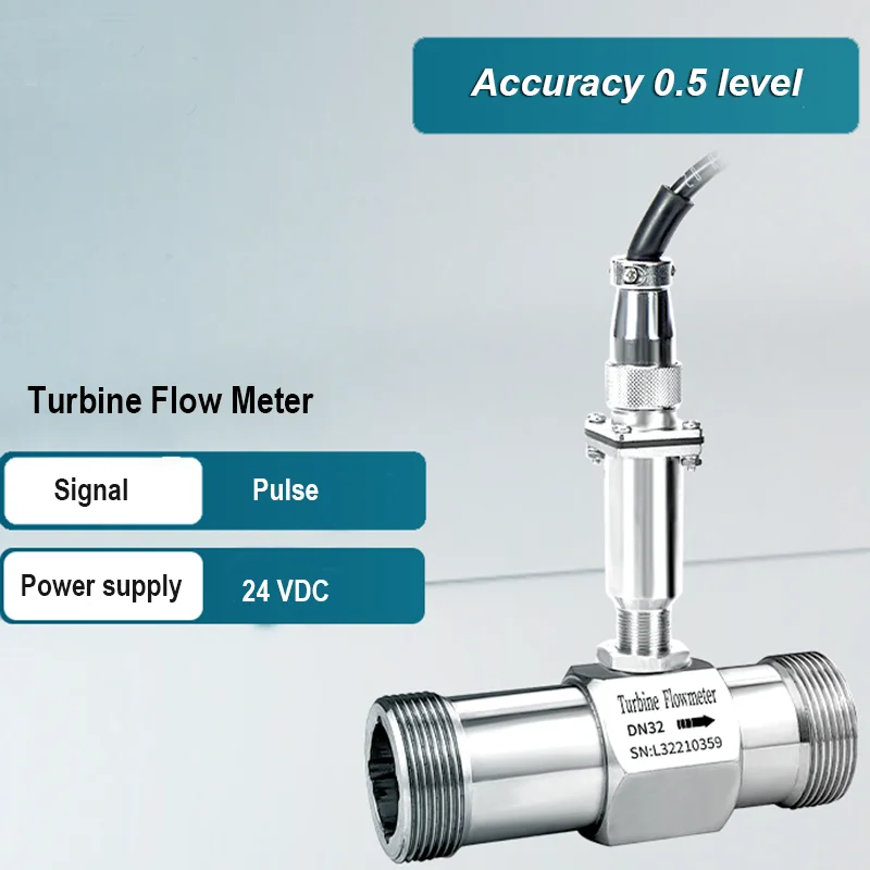 LWGY Liquid Turbine Flowmeter Tap Water Alcohol Ethanol Diesel SS304 Pipeline Flow Sensor 1 Inch