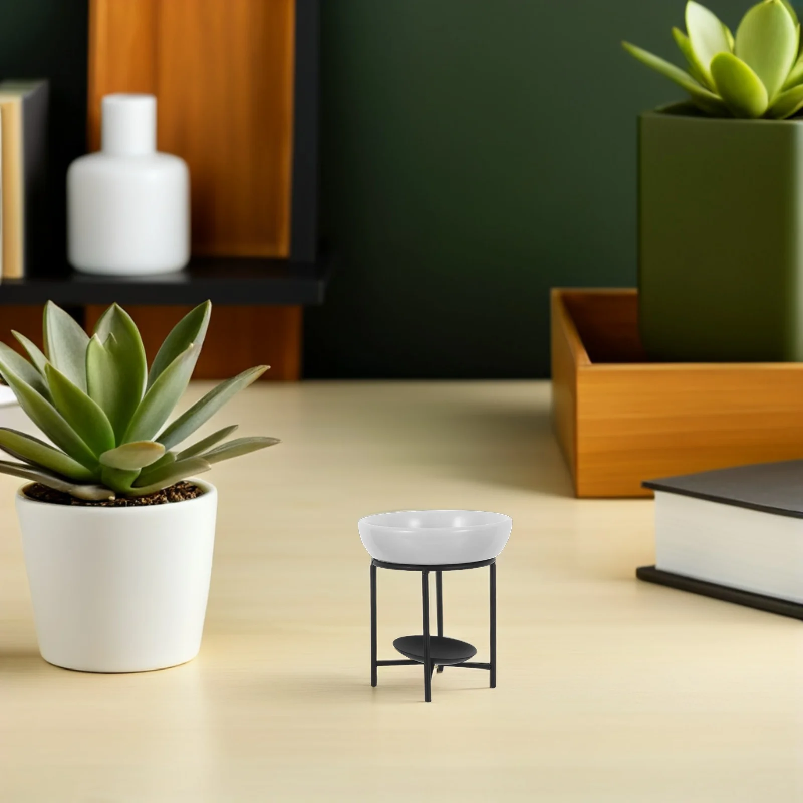 

1 Set Ceramic Oil Burner Black Aromatherapy Diffuser For Essential Oils Wax Melts Home Bedroom Decor Spillproof Tealight