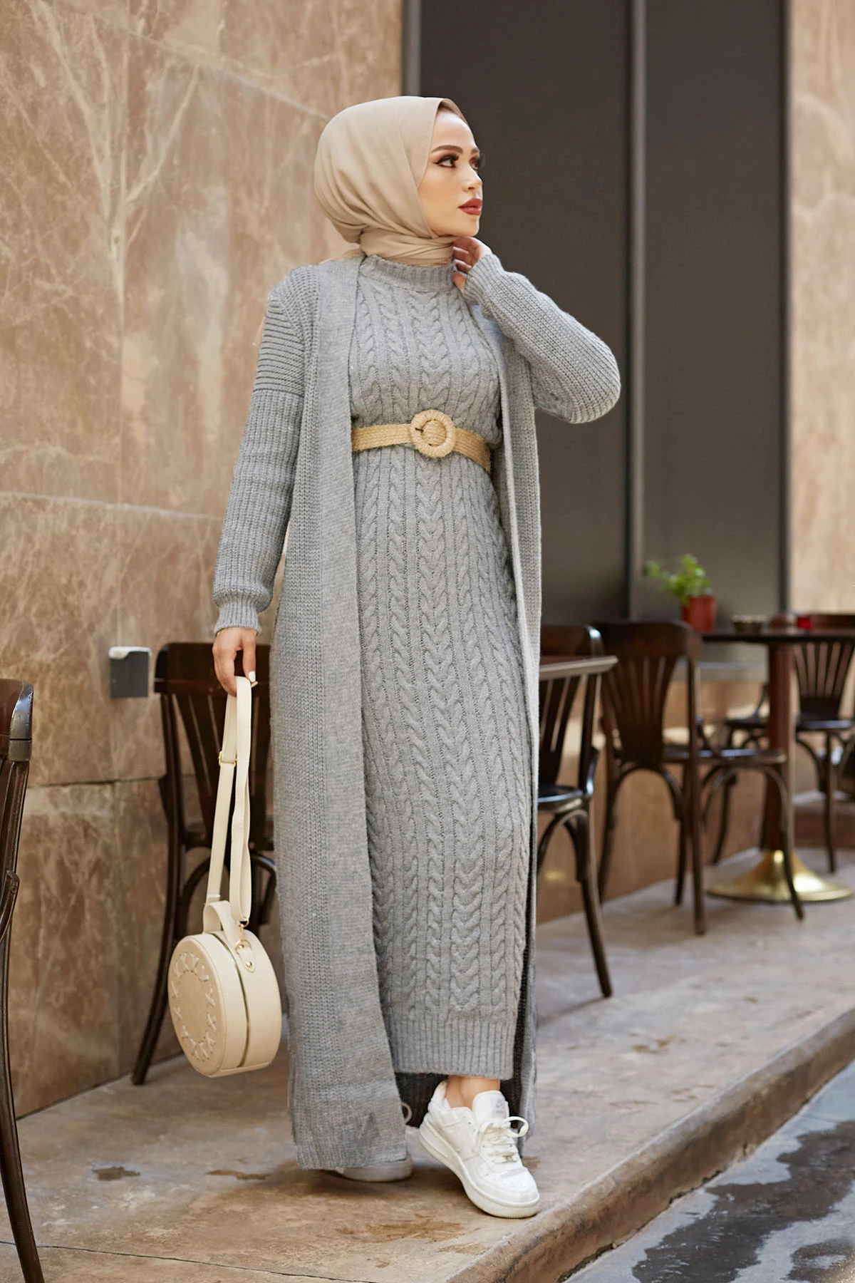 SBH Braided Hırkalı Suit-Light Gray