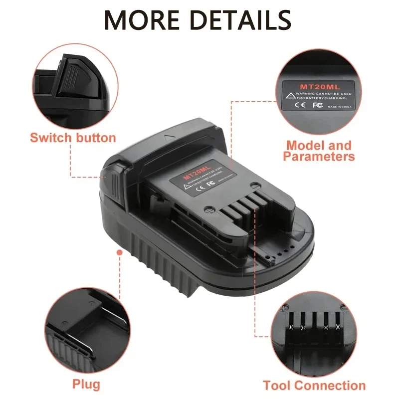 MT20ML Adapter Converter for Makita 18V BL1830 BL1850 Converted To for Milwaukee 18V Li-ion Battery Cordless Power Tool Use