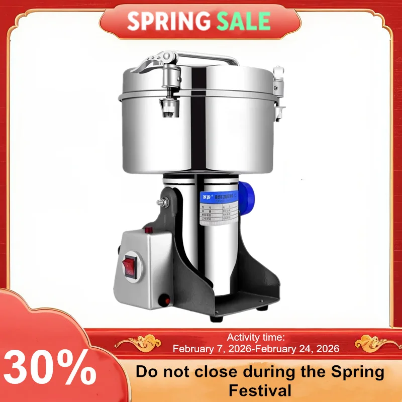 

4500G 4500W Coffee Grinder 430 Stainless Steel Commercial Medicine Flour Powder Crusher Powder Crusher High Speed Intelligent