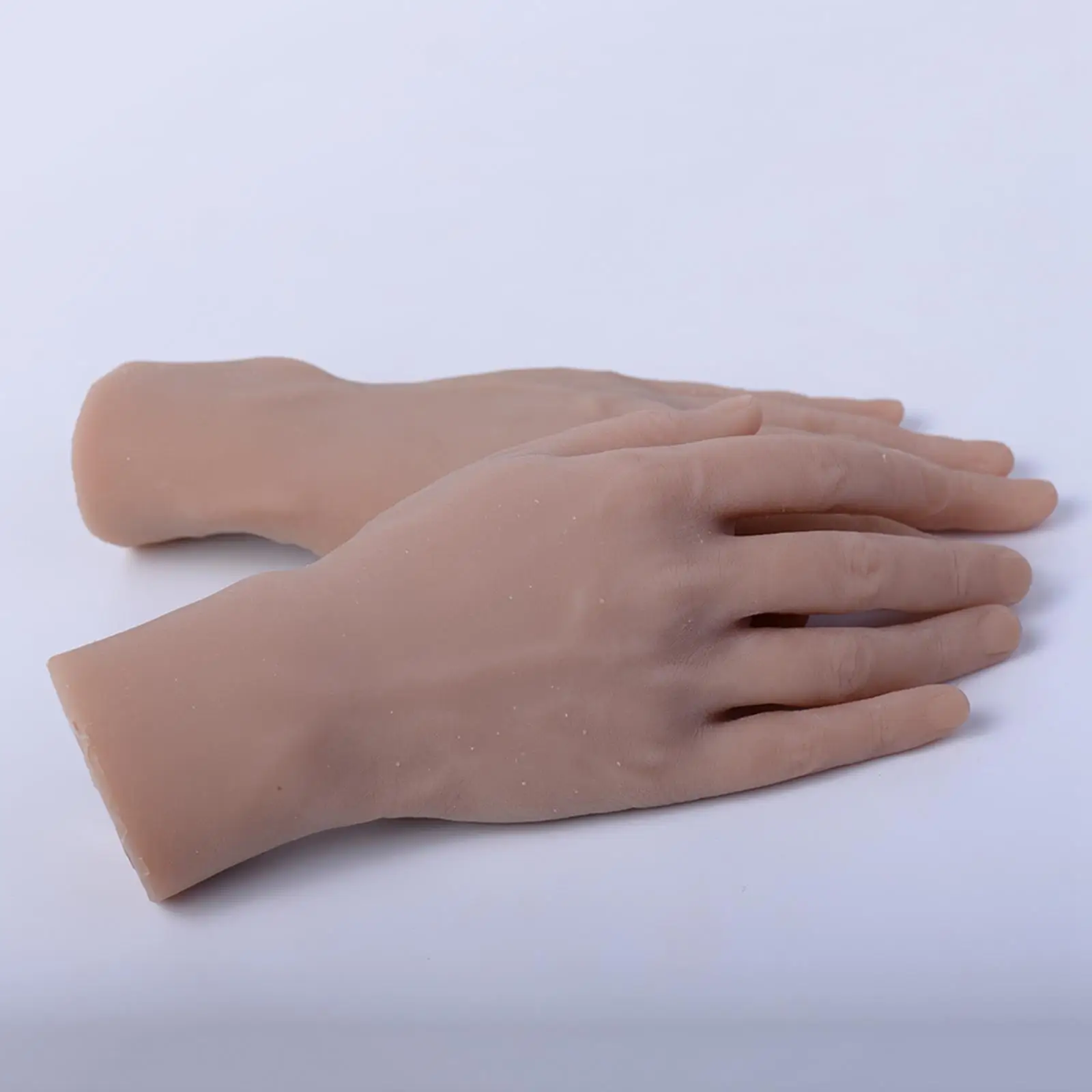 Male Hand 1 Pair Silicone Nail Practice Hands Flexible Prosthetic Hands Manicure Tools - Fingers can be Bent - Reusable